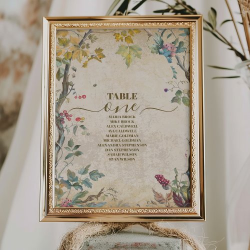 Boho Autumn Wildflower Botanical Wedding  Table Number