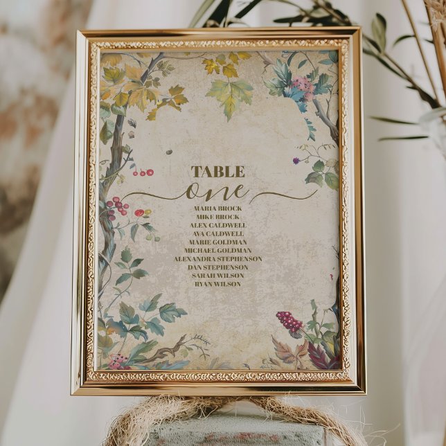 Boho Autumn Wildflower Botanical Wedding  Table Number (Creator Uploaded)