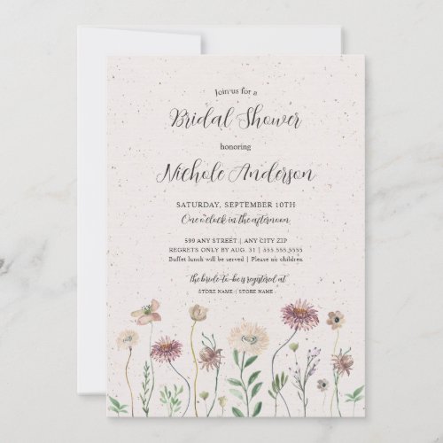 Boho Autumn Wildflower Bridal Shower Invitation