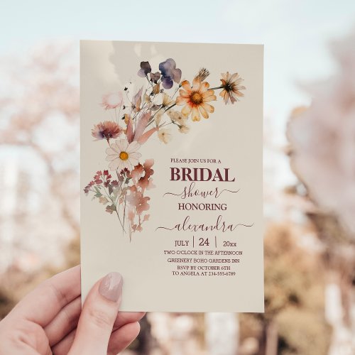  Boho Autumn Wildflower Bridal Shower Invitation