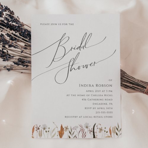 Boho Autumn Wildflower  Bridal Shower Invitation