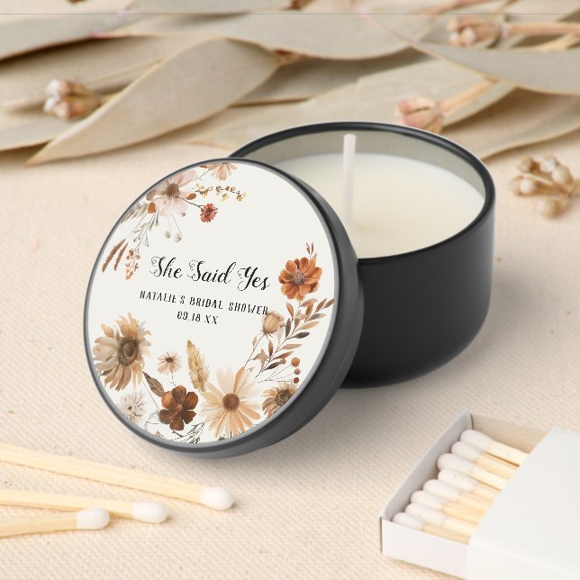 Boho Autumn Wildflower | Bridal Shower Mini Candle Favors (Insitu)