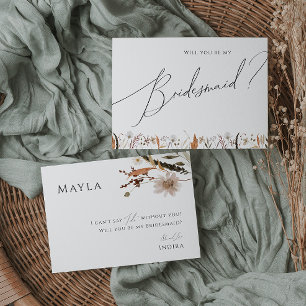 Boho Autumn Wildflower   Bridesmaid Proposal Card