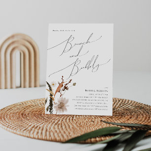 Boho Autumn Wildflower Brunch and Bubbly Invitation