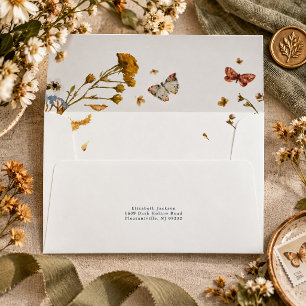 Boho Autumn Wildflower Butterfly Envelope