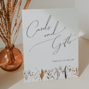 Boho Autumn Wildflower Cards and Gifts Pedestal Sign