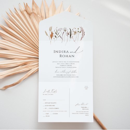Boho Autumn Wildflower  Casual Seal And Send All In One Invitation