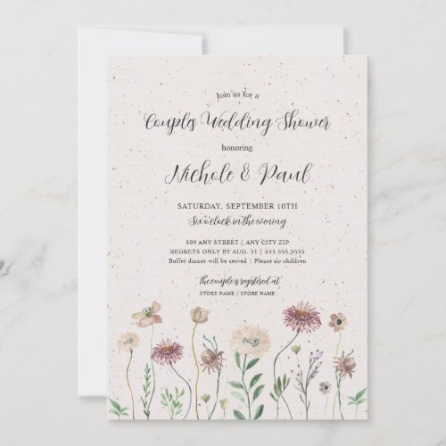 Boho Autumn Wildflower Couples Wedding Shower Invitation