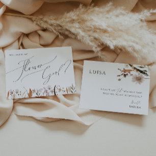 Boho Autumn Wildflower   Flower Girl Card