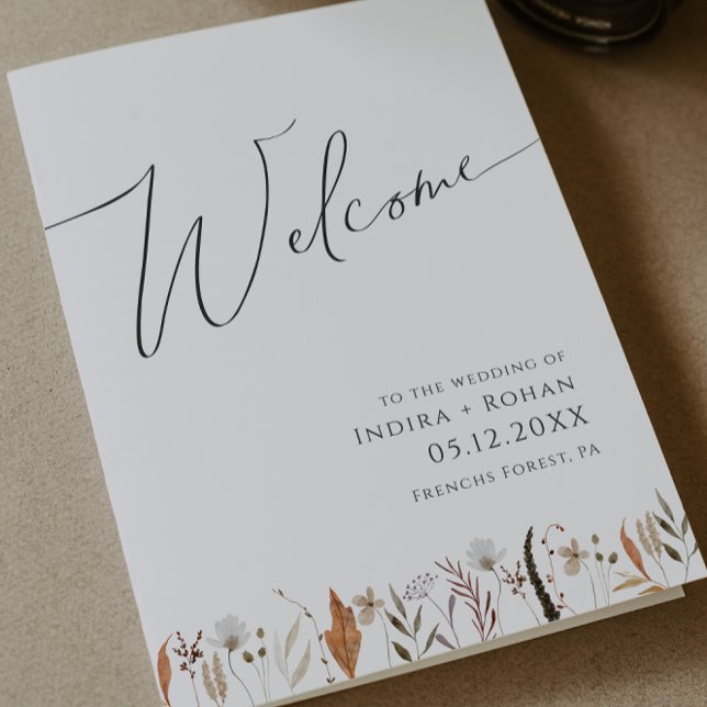 Boho Autumn Wildflower | Folded Wedding Program (Creator Uploaded)