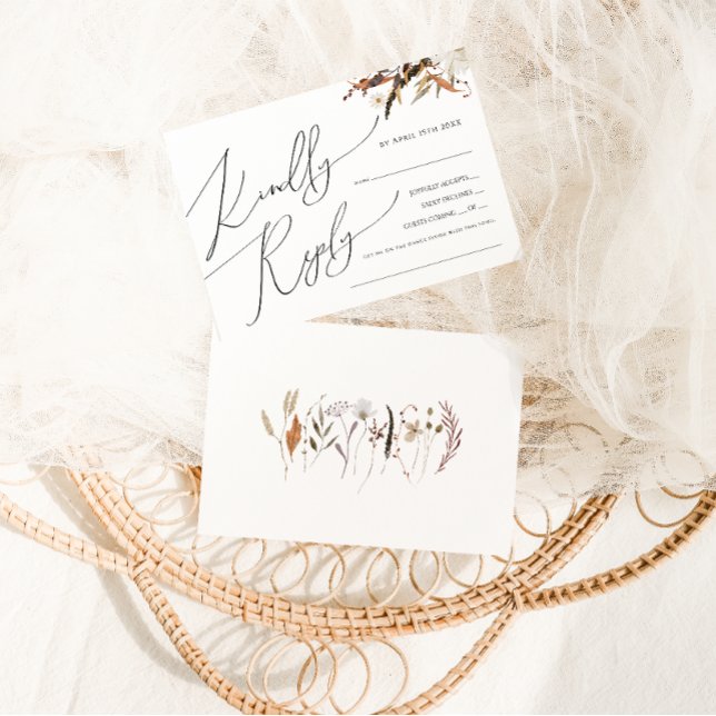 Boho Autumn Wildflower Horizontal Menu Choice RSVP (Creator Uploaded)