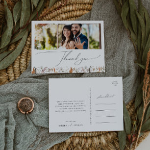 Boho Autumn Wildflower Horizontal Photo Thank You Postcard