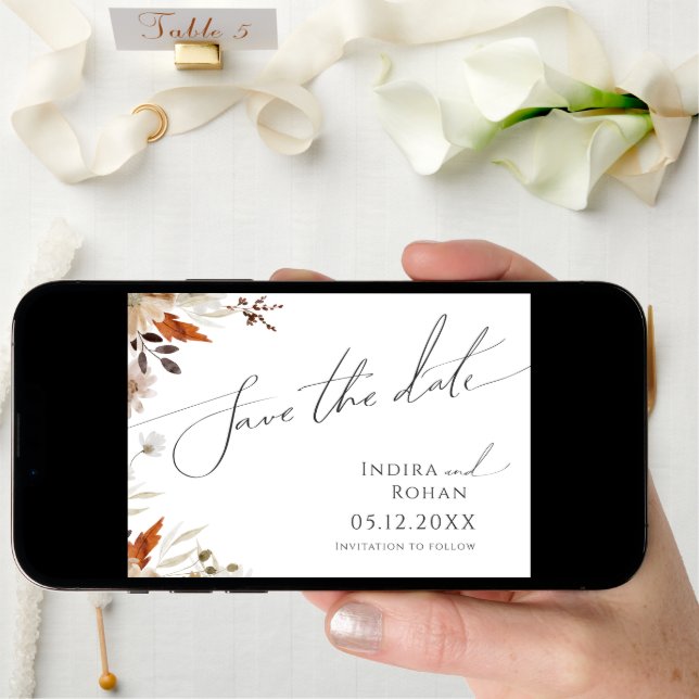 Boho Autumn Wildflower | Horizontal  Save The Date (Front Digital)