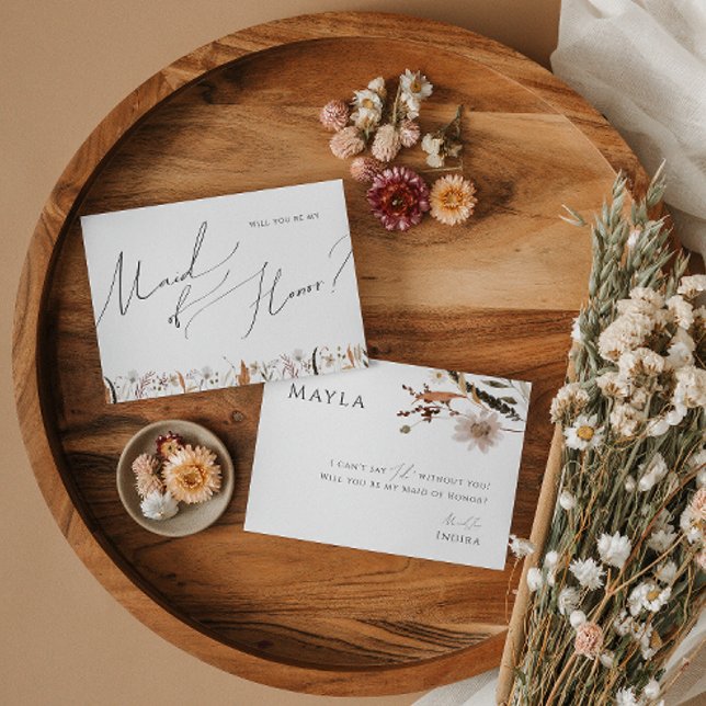 Boho Autumn Wildflower | Maid of Honor Card (Creator Uploaded)