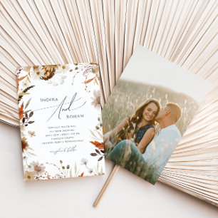 Boho Autumn Wildflower Photo Casual Wedding Invitation