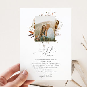 Boho Autumn Wildflower Photo Wedding Invitation