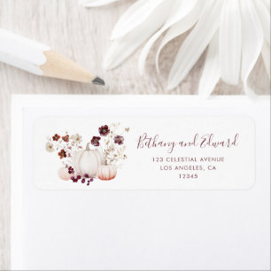 Boho Autumn Wildflower Pumpkin Wedding Label