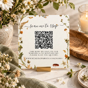 Boho Autumn Wildflower QR Code RSVP Enclosure Card