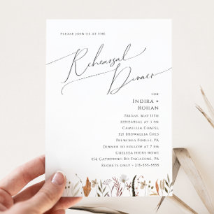 Boho Autumn Wildflower   Rehearsal Dinner Invitation