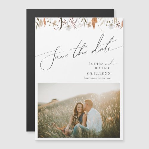 Boho Autumn Wildflower  Save The Date Magnetic Invitation