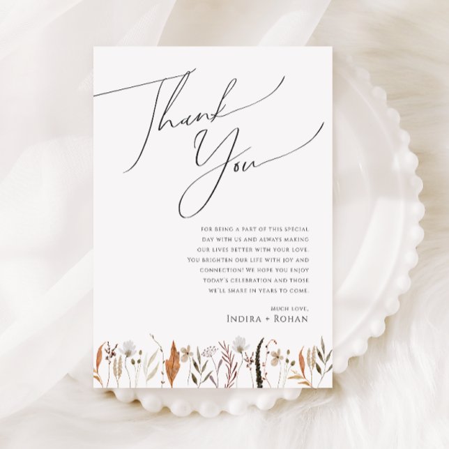 Boho Autumn Wildflower | Table Thank You Card (Creator Uploaded)