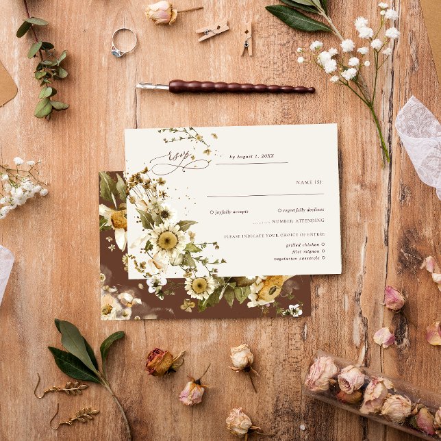 Boho Autumn Wildflower | Terracotta Wedding RSVP Card (Creator Uploaded)