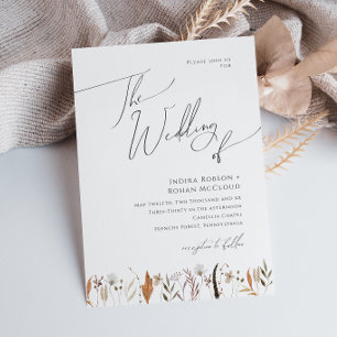 Boho Autumn Wildflower The Wedding Of Invitation
