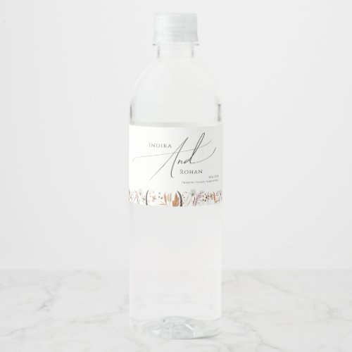 Boho Autumn Wildflower  Water Bottle Label