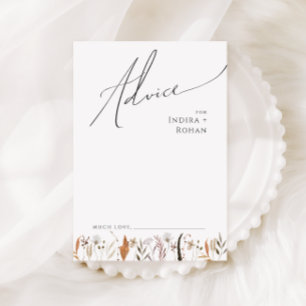 Boho Autumn Wildflower Wedding Advice Card
