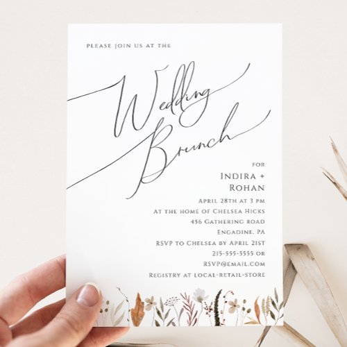 Boho Autumn Wildflower  Wedding Brunch Invitation