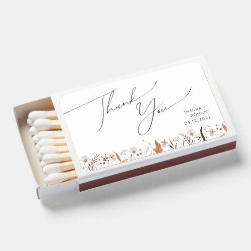 Boho Autumn Wildflower  Wedding Favor Matchboxes