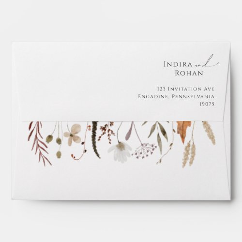 Boho Autumn Wildflower  Wedding Invitation Envelope
