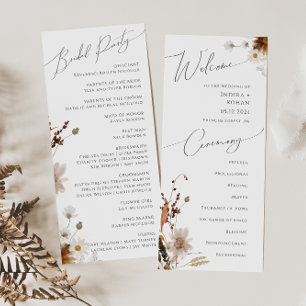 Boho Autumn Wildflower   Wedding Program