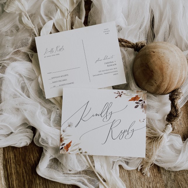 Boho Autumn Wildflower | Wedding RSVP Postcard (Creator Uploaded)