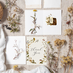 Boho Autumn Wildflower   Wedding Thank You Card