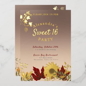 Boho Autumnal Chic Sweet 16 invitation