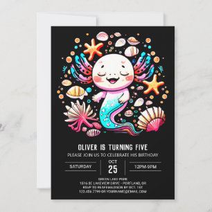Boho Axolotl Custom Birthday Celebration Invitation