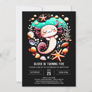 Boho Axolotl Enchanted Birthday Invitation