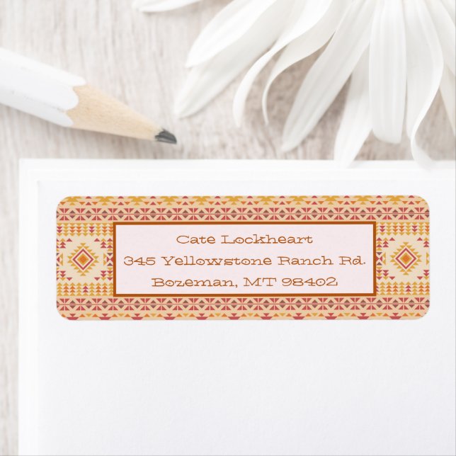 Boho Aztec Mudcloth Return Address Label (Insitu)