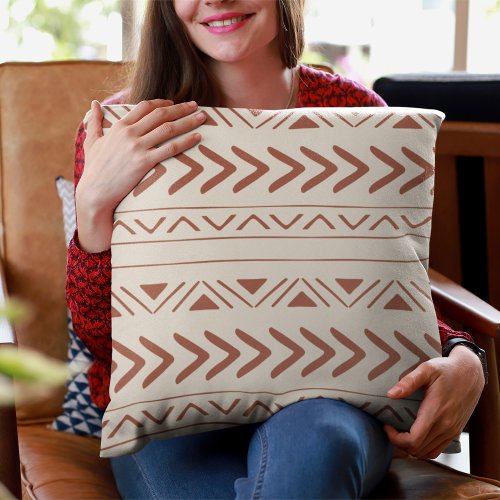 Boho Aztec Terracotta Throw Pillow