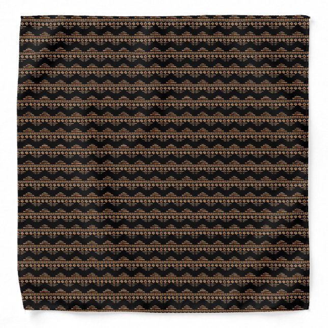 Boho Aztec Tribal Inspired Arrows Brown Black Bandana (Front)