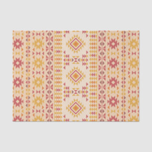 Boho Aztec Tribal Mudcloth in Pink Blush + Orange Tissue Paper