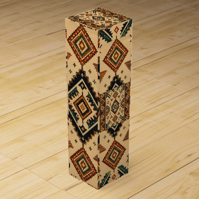 Boho Aztec Tribal Pattern Kitchen Apron | Rustic S Wine Box (Front)