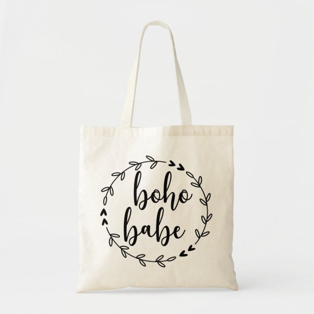 Boho Babe Wreath Tote Bag (Front)