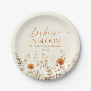 Boho Babies In Bloom Wildflower Twins Baby Shower Paper Plates