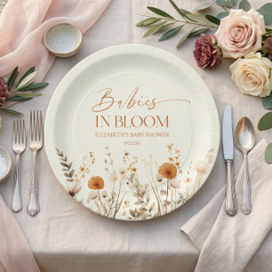 Boho Babies In Bloom Wildflower Twins Baby Shower Paper Plates