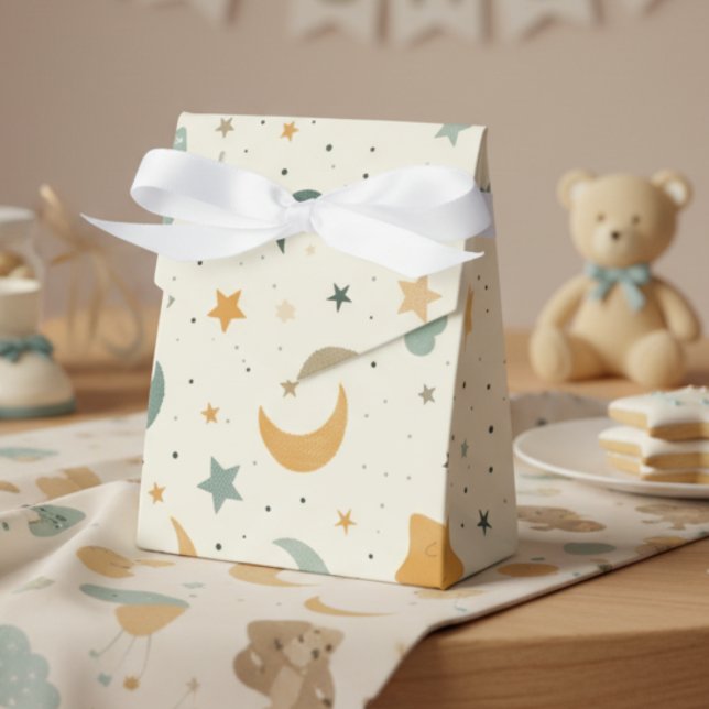 Boho Baby Adoption Shower – Moon and Stars Favor Boxes (Boho moon and stars baby shower favor box)