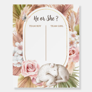 Boho Baby Animal He or She Gender Reveal Guess Foam Board