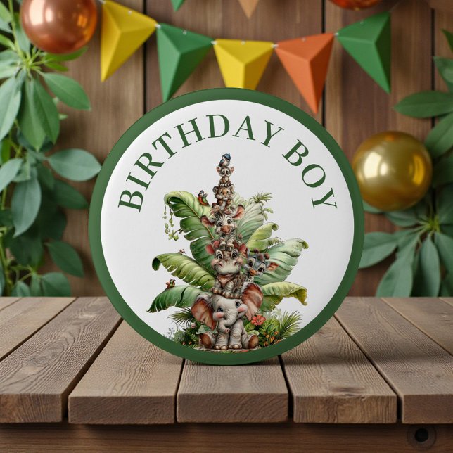 Boho Baby Animal Safari Birthday Button (Creator Uploaded)