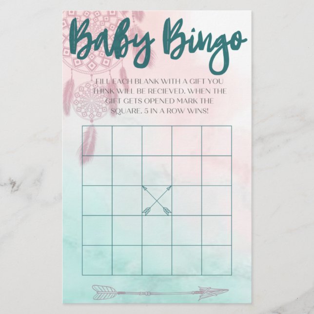 Boho Baby Bingo Flyer (Front)